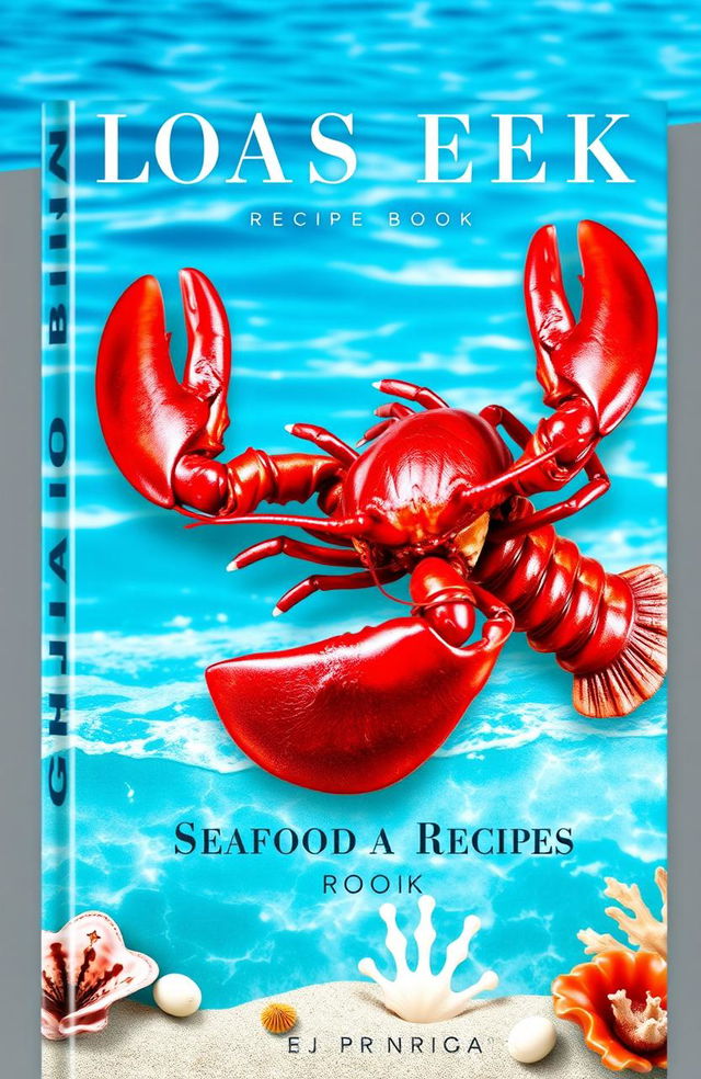 A vibrant book cover design featuring a large, detailed lobster prominently placed in the center