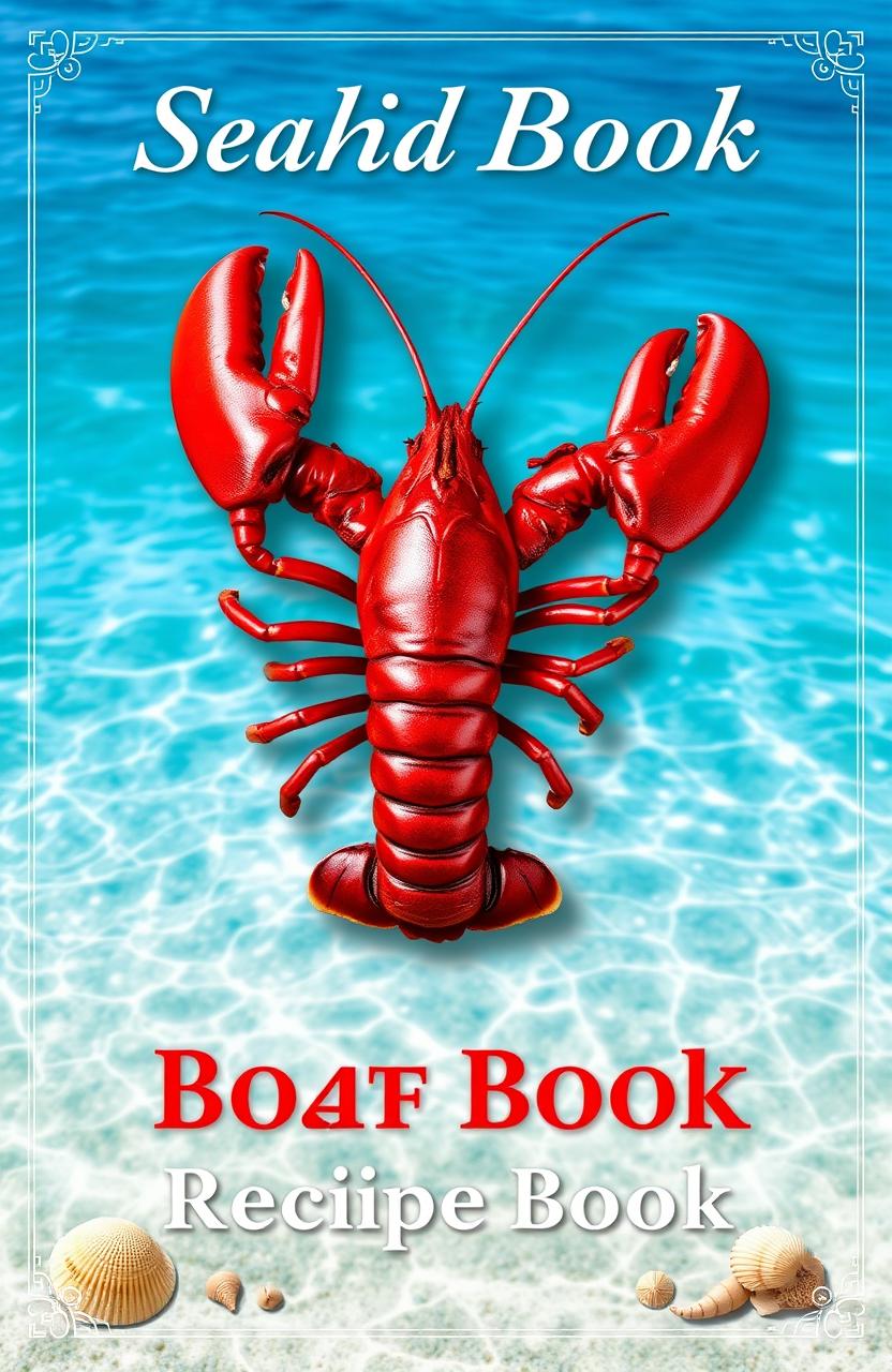 A vibrant book cover design featuring a large, detailed lobster prominently placed in the center