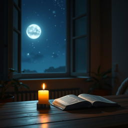 A serene and tranquil night scene, perfect for a YouTube prayer video