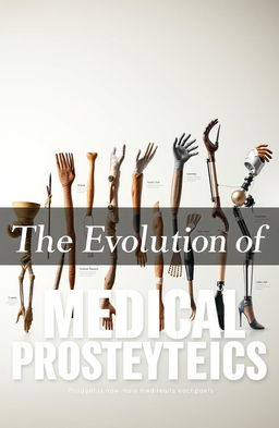 A visually stunning and intricate depiction of the evolution of medical prosthetics from ancient to modern times