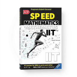 A dynamic and engaging book cover for a KO book titled 'Speed Mathematics for IIT' by Rajesh Sarswat