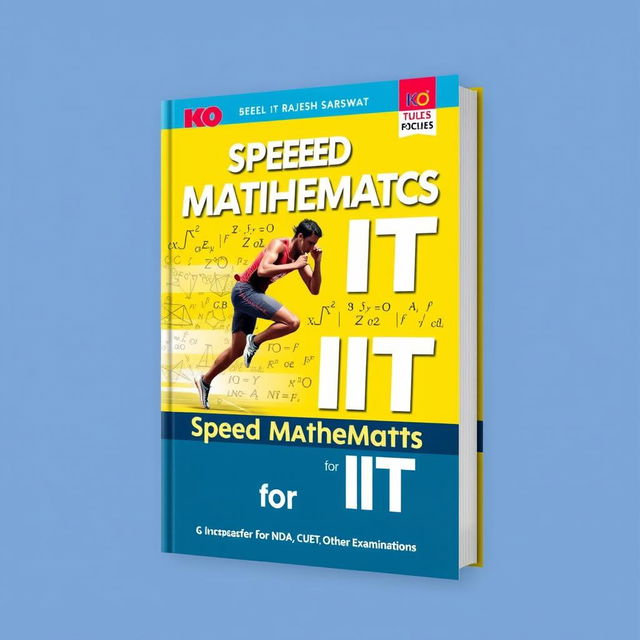 A dynamic and engaging book cover for a KO book titled 'Speed Mathematics for IIT' by Rajesh Sarswat