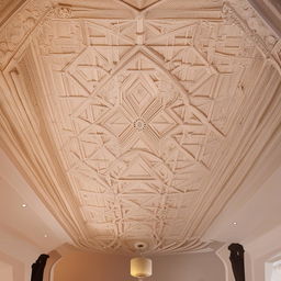 An intricately detailed ceiling design featuring exquisite architectural elements