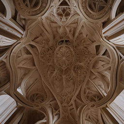 An intricately detailed ceiling design featuring exquisite architectural elements