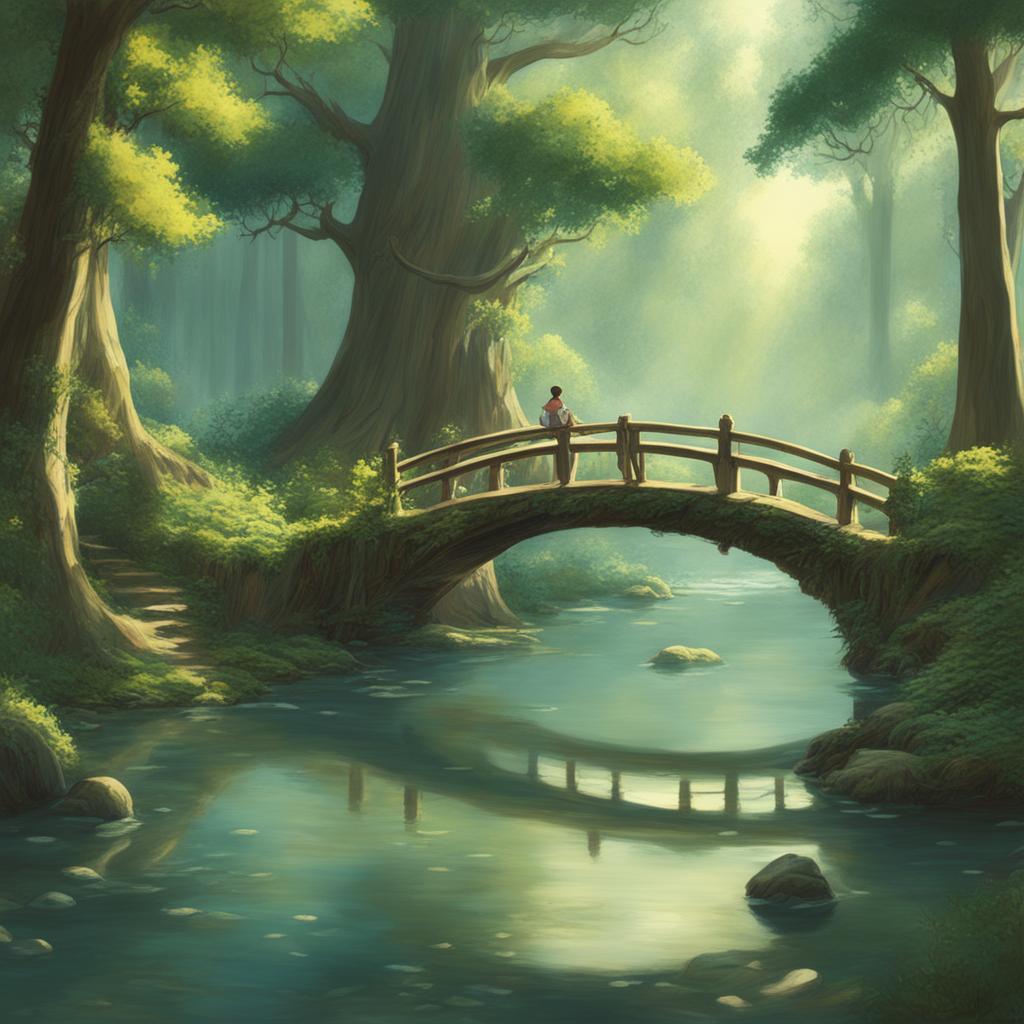 A high-definition digital art image depicting an ethereal forest in the characteristic style of Studio Ghibli