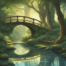 A high-definition digital art image depicting an ethereal forest in the characteristic style of Studio Ghibli