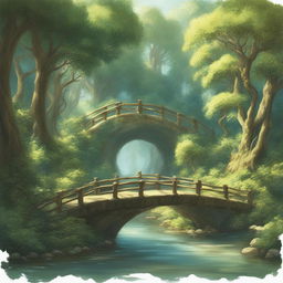 A high-definition digital art image depicting an ethereal forest in the characteristic style of Studio Ghibli