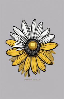 This 32k HD digital art image features a stylish logo tee with an intricate daisy embroidery