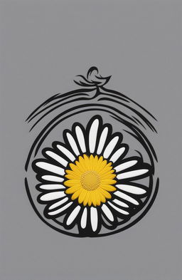 This 32k HD digital art image features a stylish logo tee with an intricate daisy embroidery