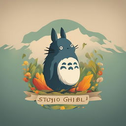 A high-definition digital art image of a logo, designed in the unique, whimsical style of Studio Ghibli