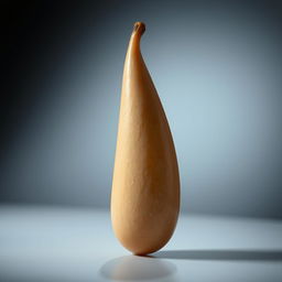 A realistic depiction of an average-sized, thick, curvy erect penis, shown in a softly lit artistic manner