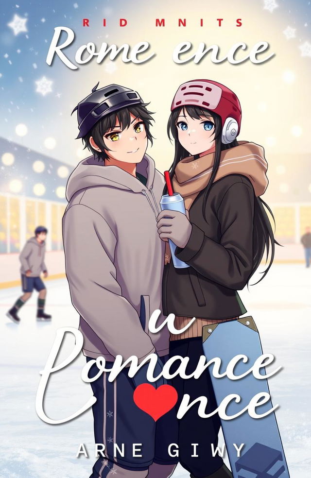 A romantic book cover featuring two main characters on an ice rink