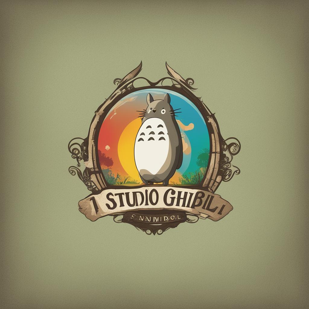 A high-definition digital art image of a textless logo, designed in the unique, whimsical style of Studio Ghibli