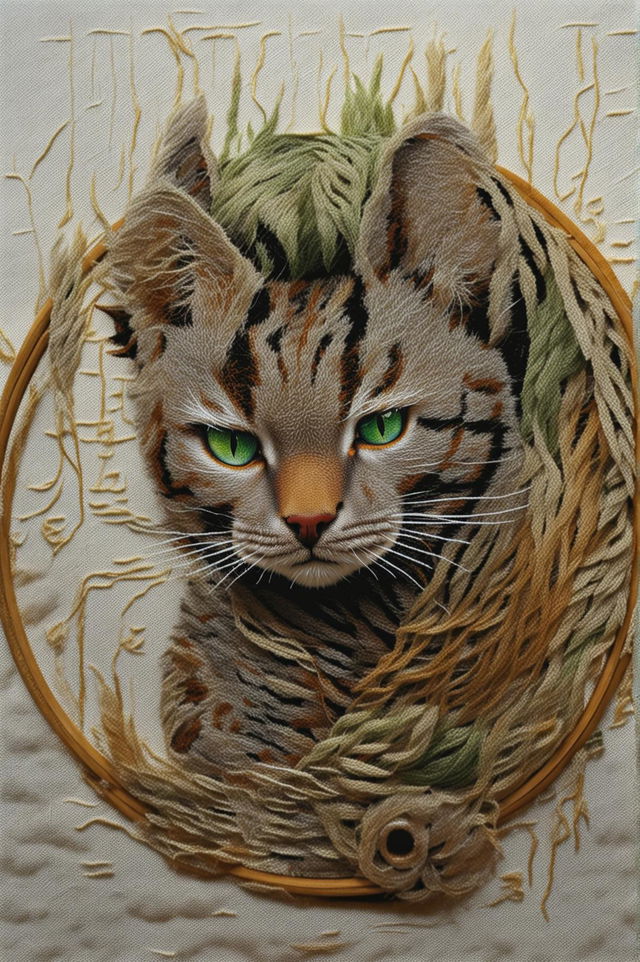 This is a digital image of a cat embroidery