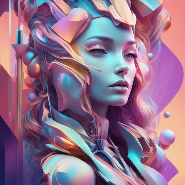 A high-quality digital art advertisement blending Rococo's intricate details with futuristic abstract elements