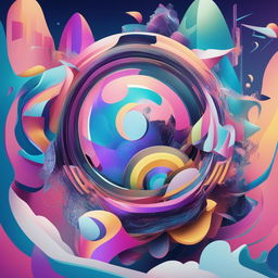 A high-quality digital art advertisement blending Rococo's intricate details with futuristic abstract elements