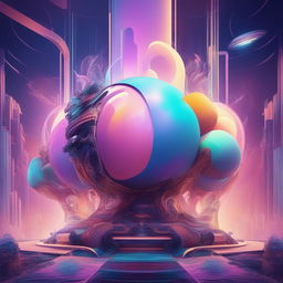 A high-quality digital art advertisement blending Rococo's intricate details with futuristic abstract elements