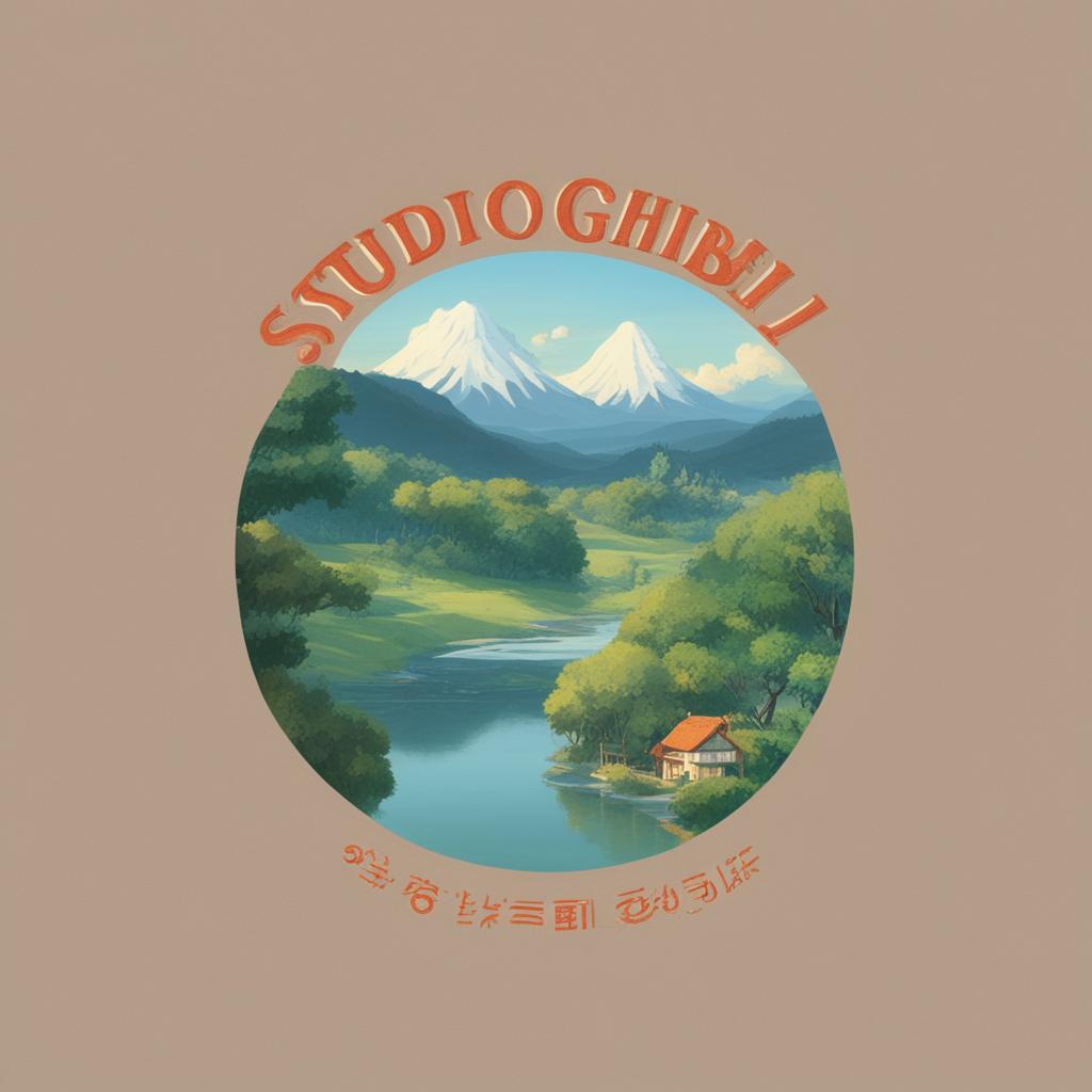 A high-definition, Studio Ghibli-styled digital art featuring the studio's logo and the text 'Studio Ghibli', perfectly lettered