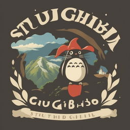 A high-definition, Studio Ghibli-styled digital art featuring the studio's logo and the text 'Studio Ghibli', perfectly lettered