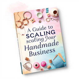 A vibrant and eye-catching cover design for an ebook titled 'A Guide to Scaling Your Handmade Business'