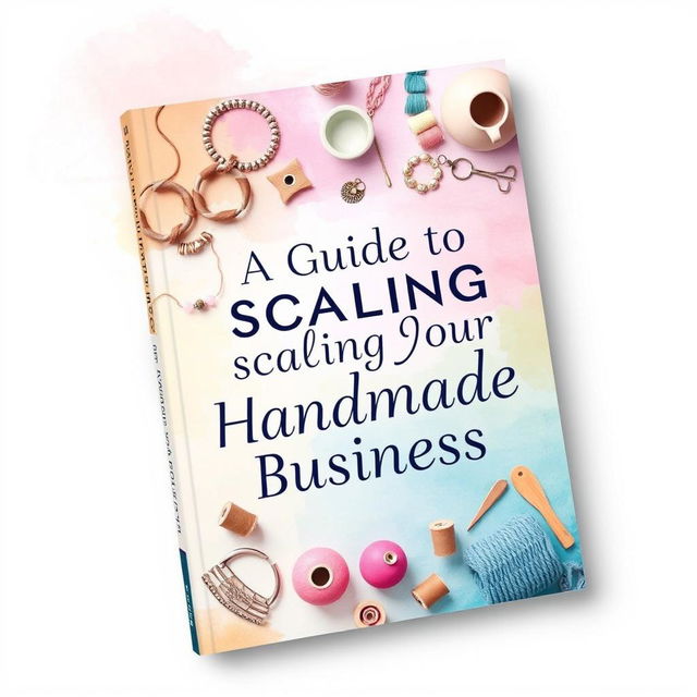 A vibrant and eye-catching cover design for an ebook titled 'A Guide to Scaling Your Handmade Business'