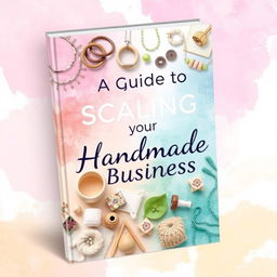 A vibrant and eye-catching cover design for an ebook titled 'A Guide to Scaling Your Handmade Business'