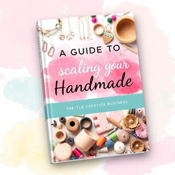 A vibrant and eye-catching cover design for an ebook titled 'A Guide to Scaling Your Handmade Business'