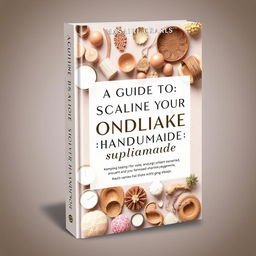 A creative and stylish cover design for an ebook titled 'A Guide to Scaling Your Handmade Business'
