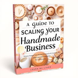A creative and stylish cover design for an ebook titled 'A Guide to Scaling Your Handmade Business'