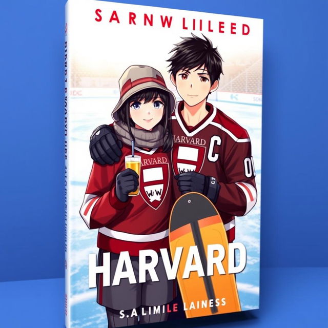 A book cover featuring two main characters standing on an ice rink