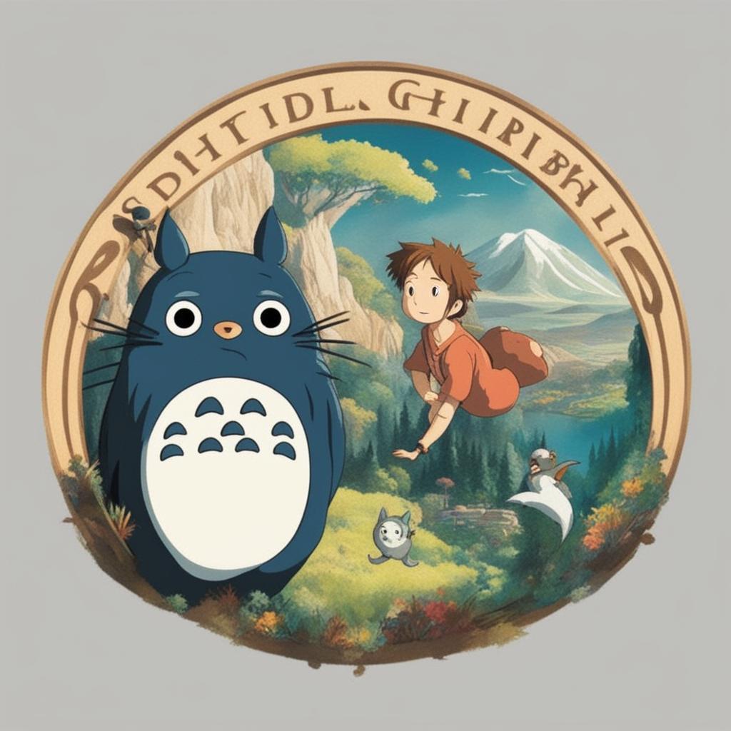 A high-definition digital art logo designed in the enchanting style of Studio Ghibli