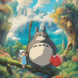 An enhanced, iconic logo rendered in high-definition digital art, embodying the magical essence of Studio Ghibli