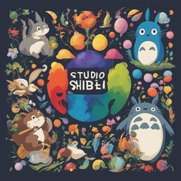 An enhanced, iconic logo rendered in high-definition digital art, embodying the magical essence of Studio Ghibli