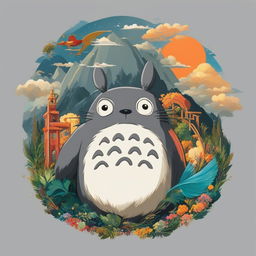 An enhanced, iconic logo rendered in high-definition digital art, embodying the magical essence of Studio Ghibli