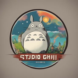 An enhanced, iconic logo rendered in high-definition digital art, embodying the magical essence of Studio Ghibli