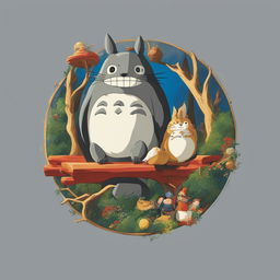 A superior, iconic logo designed in the unmistakable style of Studio Ghibli, rich and vibrant, with elements from the studio's acclaimed films