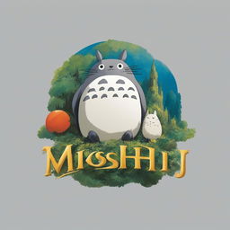 A masterfully designed, iconic logo in the distinctive style of Studio Ghibli