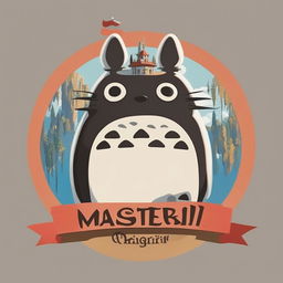 A masterfully designed, iconic logo in the distinctive style of Studio Ghibli