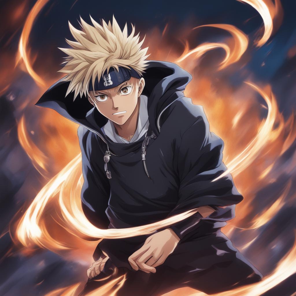 A high-quality digital art image that portrays rapper Juice WRLD as a character from the anime Jujutsu Kaisen, complete with the traditional uniform, an intense expression, and a cursed tool