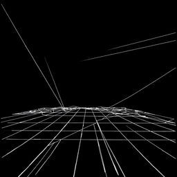 An abstract, non-existent virtual environment serving as a holographic background, featuring a design of intersecting lines that create a dynamic sense of space