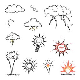 A series of hand-drawn, minimalist illustrations in black ink, inspired by the cartoon styles of Peppa Pig, Bluey, and Charlie and Lola