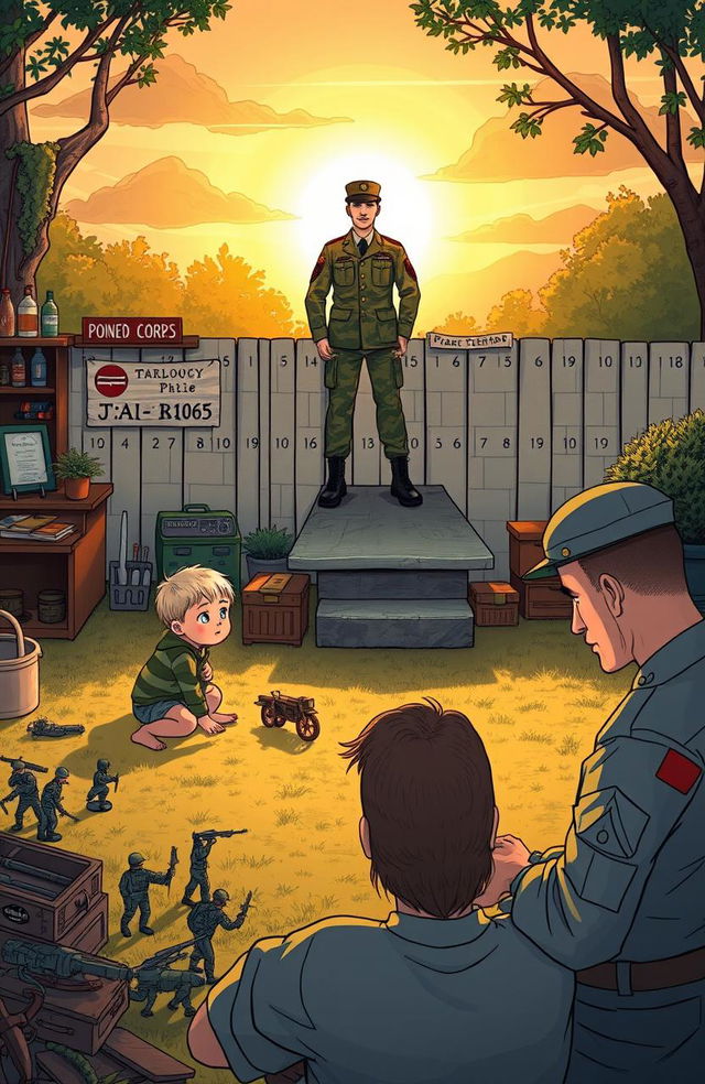 A poignant and inspiring illustration depicting the journey of a military child growing up and eventually serving in the military