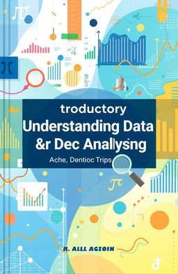 A visually engaging book cover for an introductory statistics and data analysis course