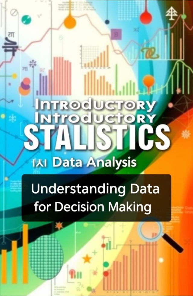 A visually engaging book cover for an introductory statistics and data analysis course