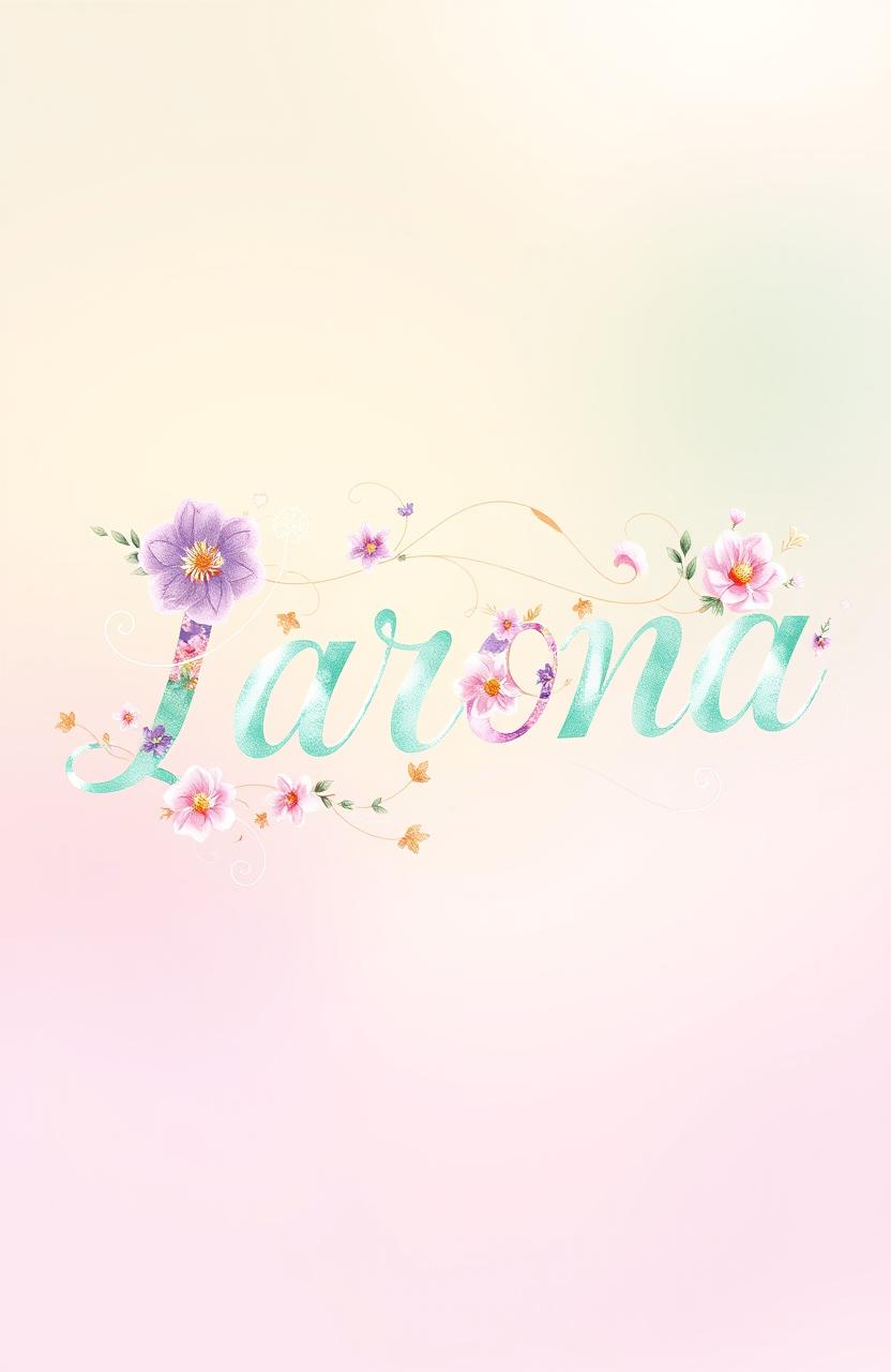 A vibrant and intricate design featuring the name 'Larona' in an elegant, flowing script