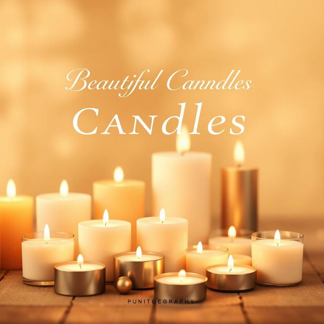 A visually stunning front cover design for a photography book dedicated to beautiful candles