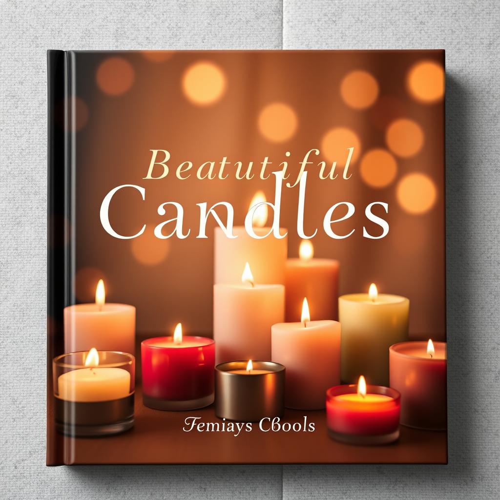 A visually stunning front cover design for a photography book dedicated to beautiful candles