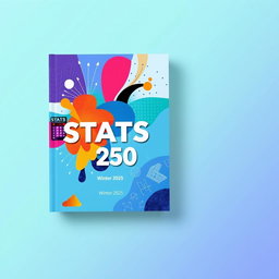 A vibrant and engaging template for a statistics textbook titled 'STATS 250', designed for the Winter 2025 semester
