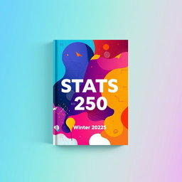 A vibrant and engaging template for a statistics textbook titled 'STATS 250', designed for the Winter 2025 semester