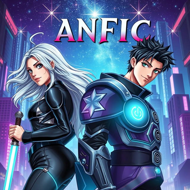 A captivating cover for a fanfiction, featuring a dynamic duo of two striking characters